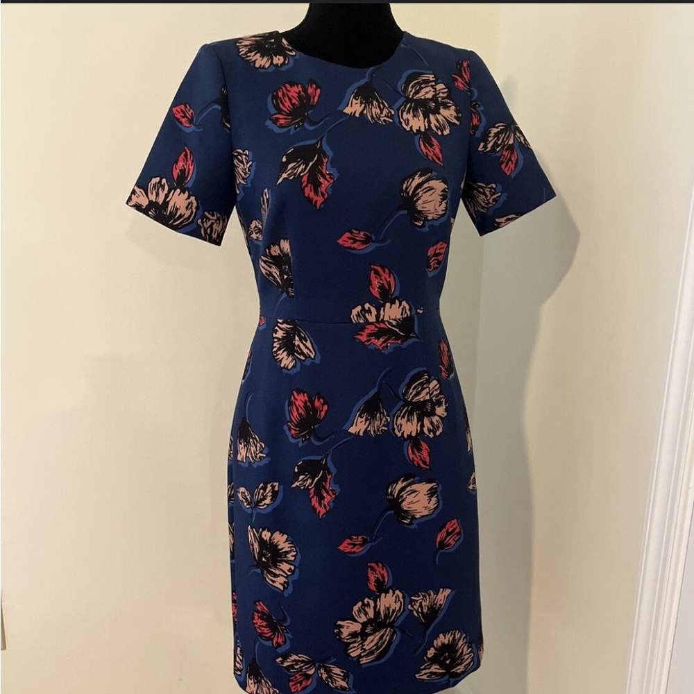 J.Crew Factory Floral Print Dress Short-Sleeve Sheath Dress